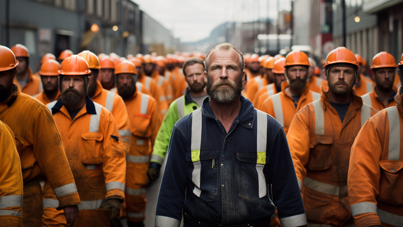 Hvor mange prosent av Norges arbeidsstyrke er i industrien?