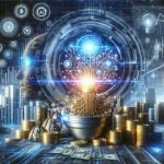 A realistically detailed high definition image that visually represents the concept of a grand revelation about massive investment in a leading company specialized in artificial intelligence. The scene should show symbols of progress and innovation, such as futuristic machinery, latest technical diagrams, and abstract representations of AI, alongside visual cues of financial success such as towering skyscrapers, stock market graphs on the rise, and stacks of gold coins. There's an intriguing feel of anticipation towards what's next for this industry leader.