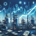 Generate a detailed and realistic 1080p high definition image that visually symbolizes the concept of investing in natural gas futures as a path to financial growth. The image is intended to contain visual metaphors such as natural gas infrastructure, graphs showing upward trends, and symbols of financial growth such as stacks of money or graphs with positive slopes.