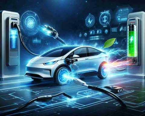 Create a realistic high definition image showcasing electric cars receiving a wild power boost. The scene should depict the advanced technology powering these vehicles, displaying a dramatic energy surge or charging sequence. Include details such as charging ports, battery indicators, and potentially energy grids or circuits to represent their source of power