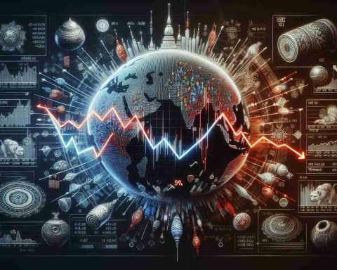A high-definition, realistic graphic representation illustrating the concept of volatile market changes. Display a stock market chart with a plunging line curve to represent a decline, with annotations detailing the reasons for the significant fluctuations in India's equity market. Incorporate elements such as traditional Indian symbols to subtly indicate the region.