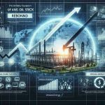 Create a detailed visualization representing the concept of an oil stock rebound. This could include, for instance, a graph with ascending trend lines, indicating strong growth, and images of oil wells, signifying the oil industry. Include specific focus on a generic energy company, which symbolizes Devon Energy's potential. Notable characteristics of this company could be innovative technology, strong infrastructure, and sustainable practices. Ensure that the image is in high definition and has a realistic look.