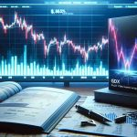 Realistic HD image of a stock market index chart showing a sharp decline, with an analyst report opened next to it downgrading a major video game company's stock.